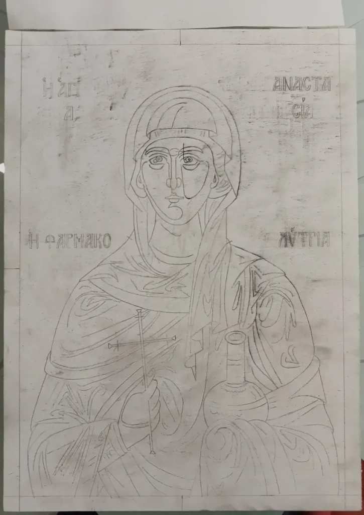 1ο Βήμα – Πέρασμα Σχεδίου στον Ξύλινο Φορέα και Χάραξη Βασικών Γραμμών Σχεδίου 1ο Βήμα - Πέρασμα Σχεδίου στον Ξύλινο Φορέα και Χάραξη Βασικών Γραμμών Σχεδίου